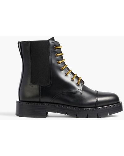 Ferragamo Rosco Leather Combat Boots - Black