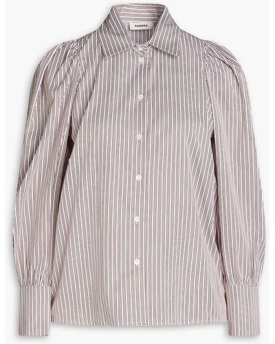Sandro Rosati Striped Cotton-poplin Shirt - Grey