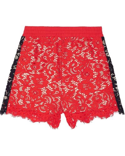 Goen.J Striped Cotton-blend Corded Lace Shorts - Red