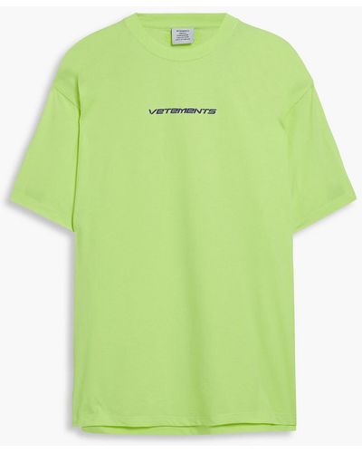 Vetements Jacquard-trimmed Printed Cotton-jersey T-shirt - Yellow