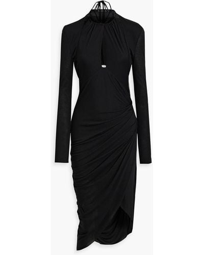 Helmut Lang Ruched Jersey Halterneck Dress - Black