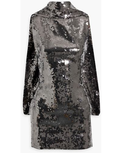 16Arlington Blair Draped Sequined Tulle Mini Dress - Black