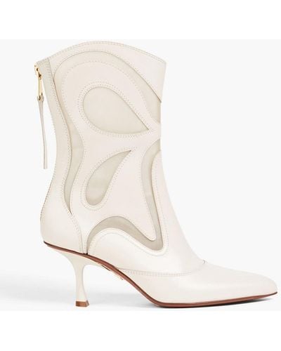 Zimmermann Mesh And Leather Ankle Boots - White