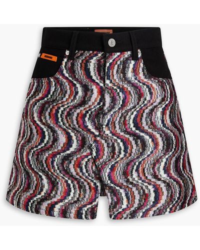 Missoni Denim-paneled Metallic Crochet-knit Mini Skirt - Black