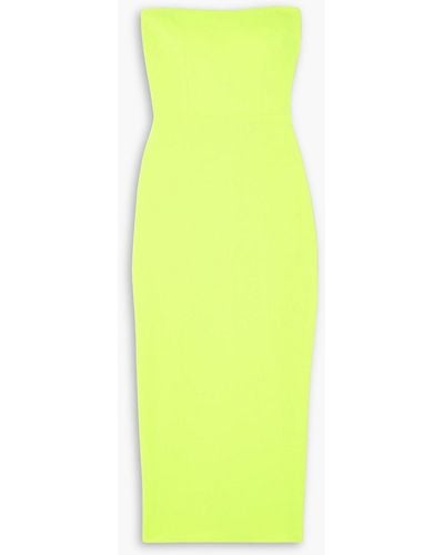 Alex Perry Callan Strapless Neon Crepe Midi Dress - Yellow