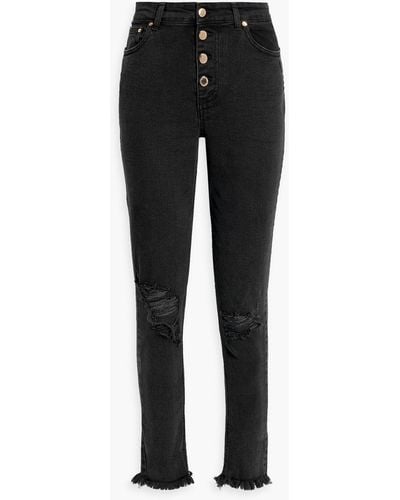 retroféte Dax Distressed Mid-rise Skinny Jeans - Black