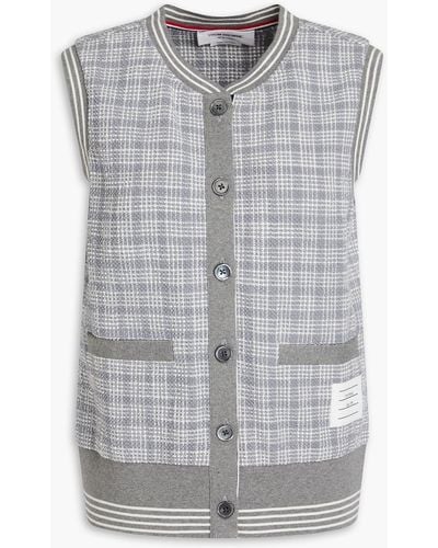 Thom Browne Checked Cotton-blend Tweed Vest - Grey
