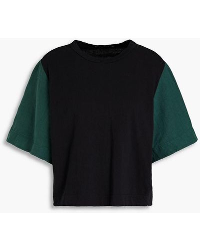 Bassike Canvas-paneled Organic Cotton-jersey T-shirt - Black