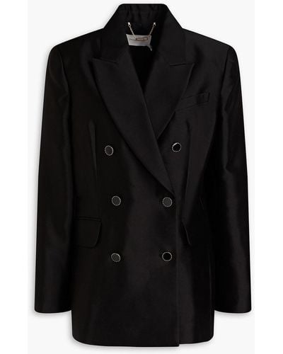 Zimmermann Double-breasted Wool And Silk-blend Blazer - Black