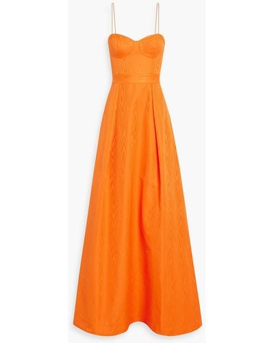Rebecca Vallance Carmelita Pleated Moire Gown - Orange