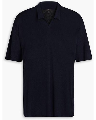 James Perse Linen-blend Polo Shirt - Blue