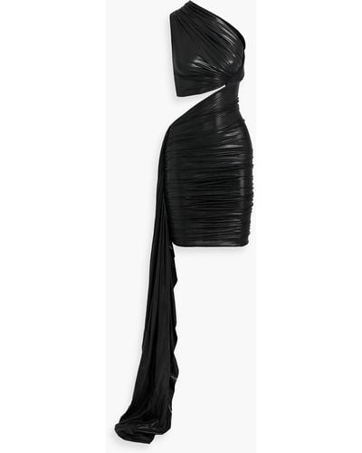 Rick Owens One-shoulder Cutout Metallic Jersey Mini Dress - Black