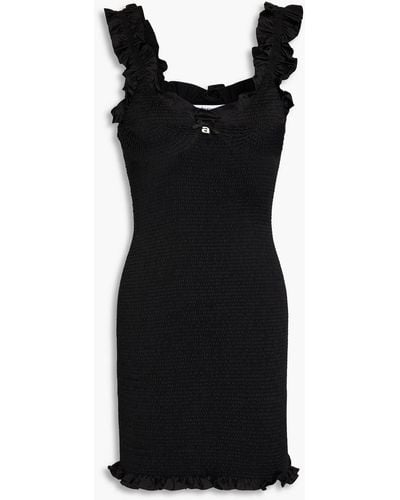 T By Alexander Wang Shirred Silk-satin Mini Dress - Black