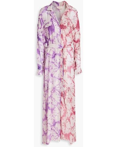 Rococo Sand Tie-dyed Metallic Georgette Maxi Dress - Pink
