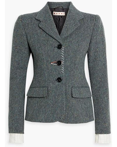 Marni Verzierter blazer aus donegal-woll-tweed - Blau