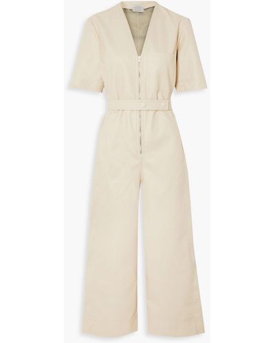 Stella McCartney Cropped Belted Faux Leather Jumpsuit - White