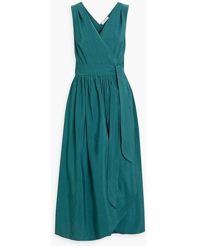 Vince Sateen Midi Wrap Dress - Green