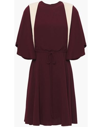 Valentino Garavani Two-tone Silk-crepe Dress - Red