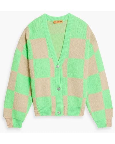 Stine Goya Amara Checked Jacquard-knit Cardigan - Green