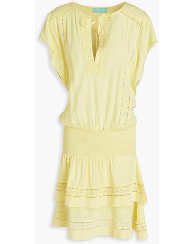 Melissa Odabash Georgie Shirred Voile Mini Dress - Yellow