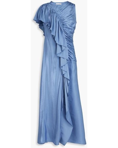 Ulla Johnson Lali Ruffled Satin Maxi Dress - Blue