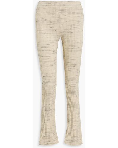 Monrow Marled Ribbed Cotton-blend Flared Pants - White