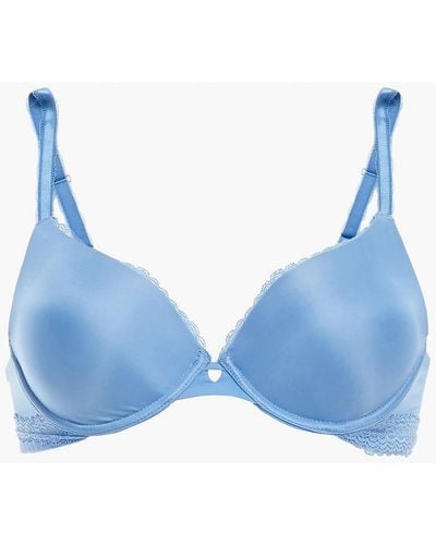 Simone Perele Embroidered Tulle And Stretch-jersey Underwired Bra - Blue