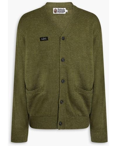 A Bathing Ape Embroidered Knitted Cardigan - Green