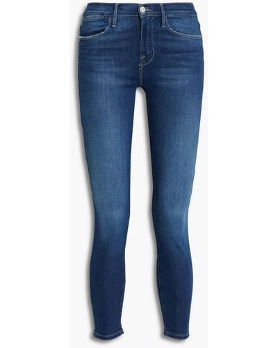 FRAME Le High Skinny Cropped High-rise Skinny Jeans - Blue