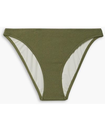 Peony Stretch-repreve Seersucker Bikini Briefs - Green
