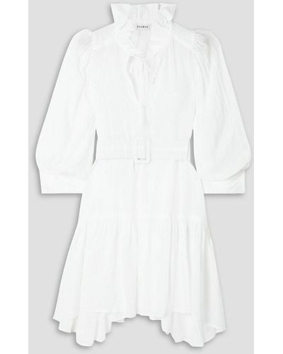 Evarae Marais Belted Ruffled Tm Mini Dress - White