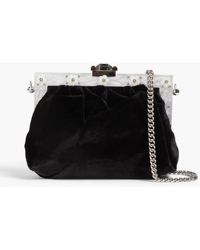 Dolce & Gabbana Gathered Velvet Box Clutch - Black