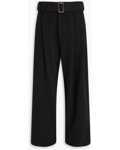 Emporio Armani Belted Wool-blend Twill Pants - Black