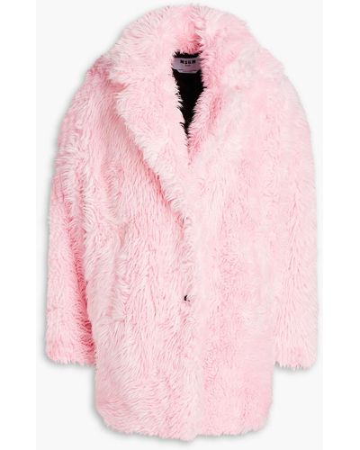 MSGM Faux Fur Coat - Pink