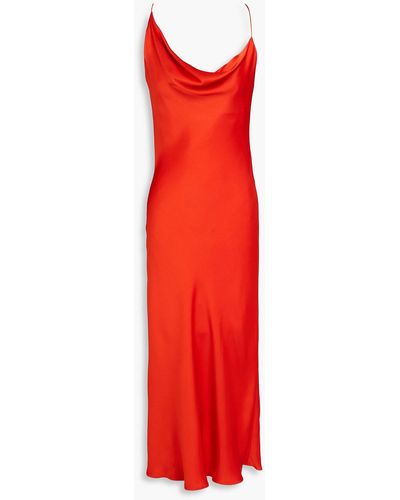 Stella McCartney Slip dress in midilänge aus satin mit drapierung - Rot