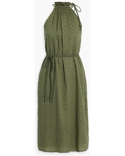 Joie Nashua Gathered Swiss-dot Cotton Dress - Green
