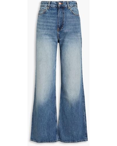 Ganni Faded High-rise Wide-leg Jeans - Blue