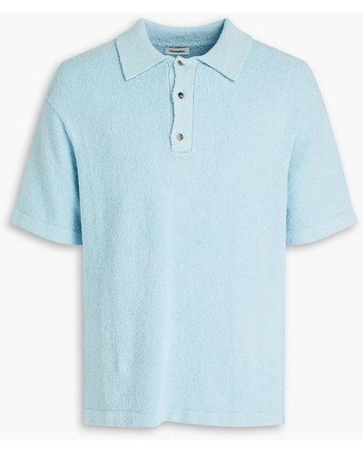Nanushka Ribbed Cotton-blend Terry Polo Shirt - Blue