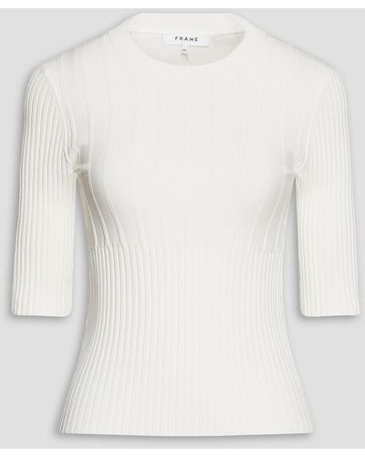 FRAME Ribbed-knit Top - White