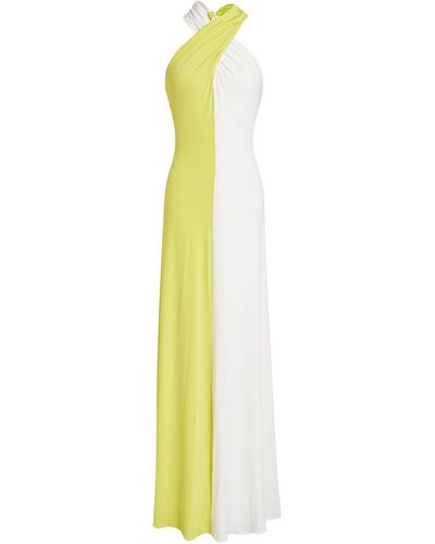 Halston Dian Two-tone Pleated Crepe Gown - Blue