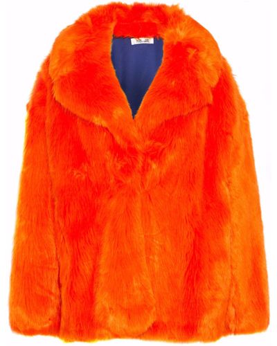 Diane von Furstenberg Faux Fur Coat - Orange