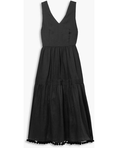 Lafayette 148 New York Amalia Tiered Ramie And Tm-blend Maxi Dress - Black