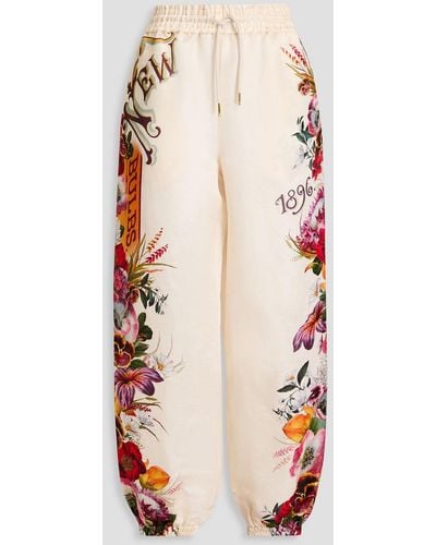 Zimmermann Floral-print Linen And Silk-blend Tapered Pants - White