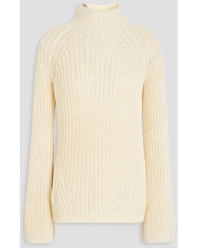 Zimmermann Ribbed-knit Cotton Turtleneck Sweater - Natural