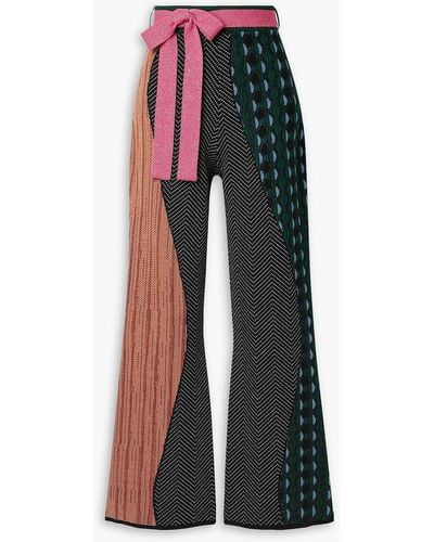 Ahluwalia Patchwork-effect Jacquard-knit Merino Wool Wide-leg Trousers - Black