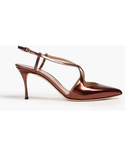 Sergio Rossi Rubin Leather Court Shoes - Metallic