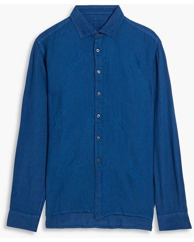 120% Lino Hemd aus leinen - Blau