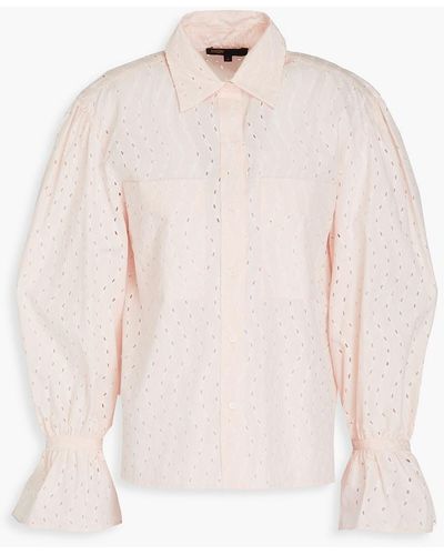 Maje Broderie Anglaise Cotton Shirt - Pink