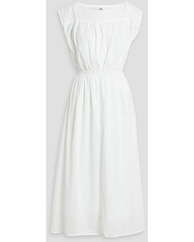 Totême Gathered Cotton Maxi Dress - White