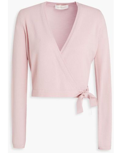 Zimmermann Cropped Merino Wool Wrap Cardigan - Pink